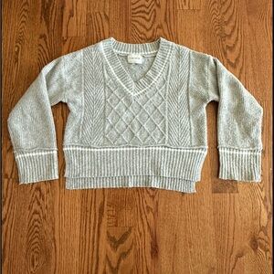 Pink Rose Light Gray V-Neck Sweater